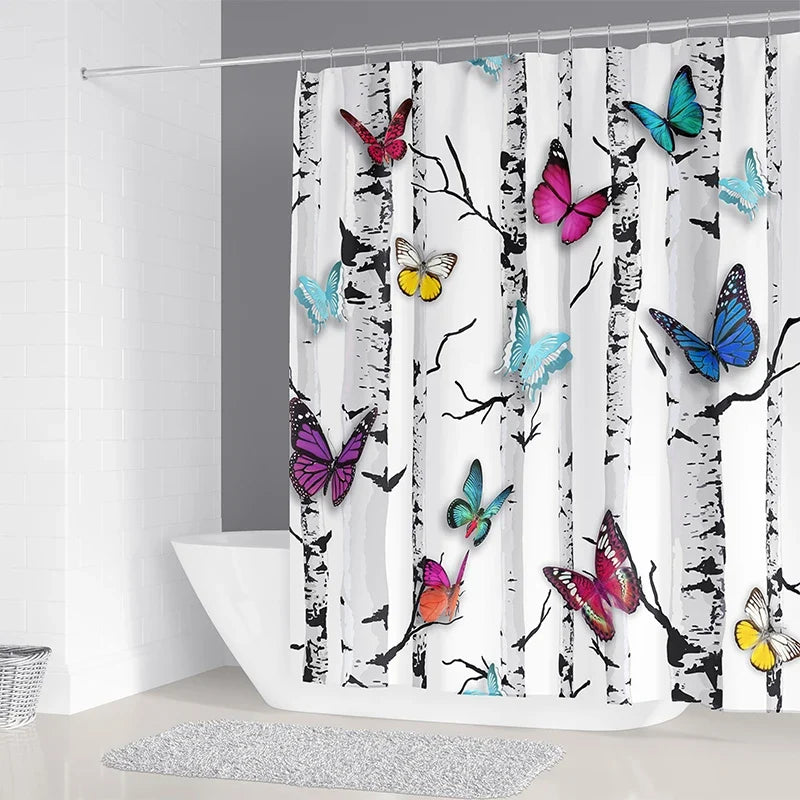 Rideau de douche papillons colorés