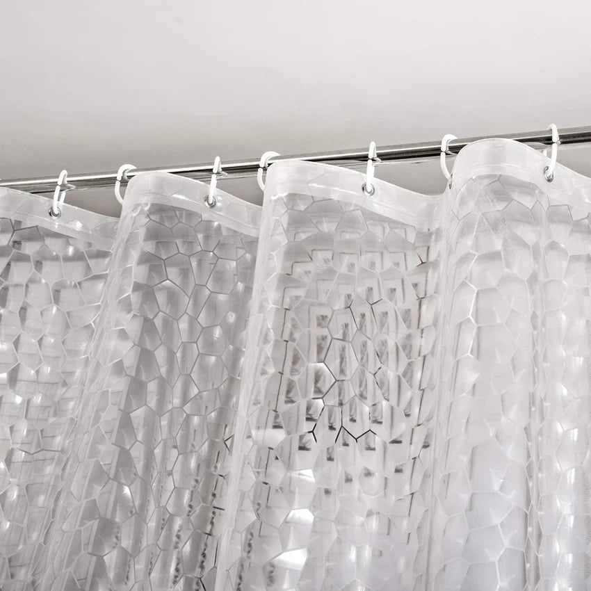Rideau de douche transparent effet cubes d'eau