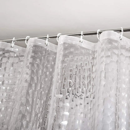 Rideau de douche transparent effet cubes d'eau