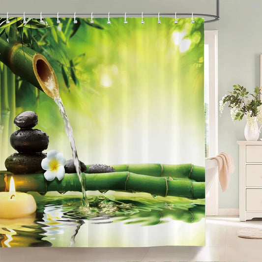 Rideau de douche bambou et cascade