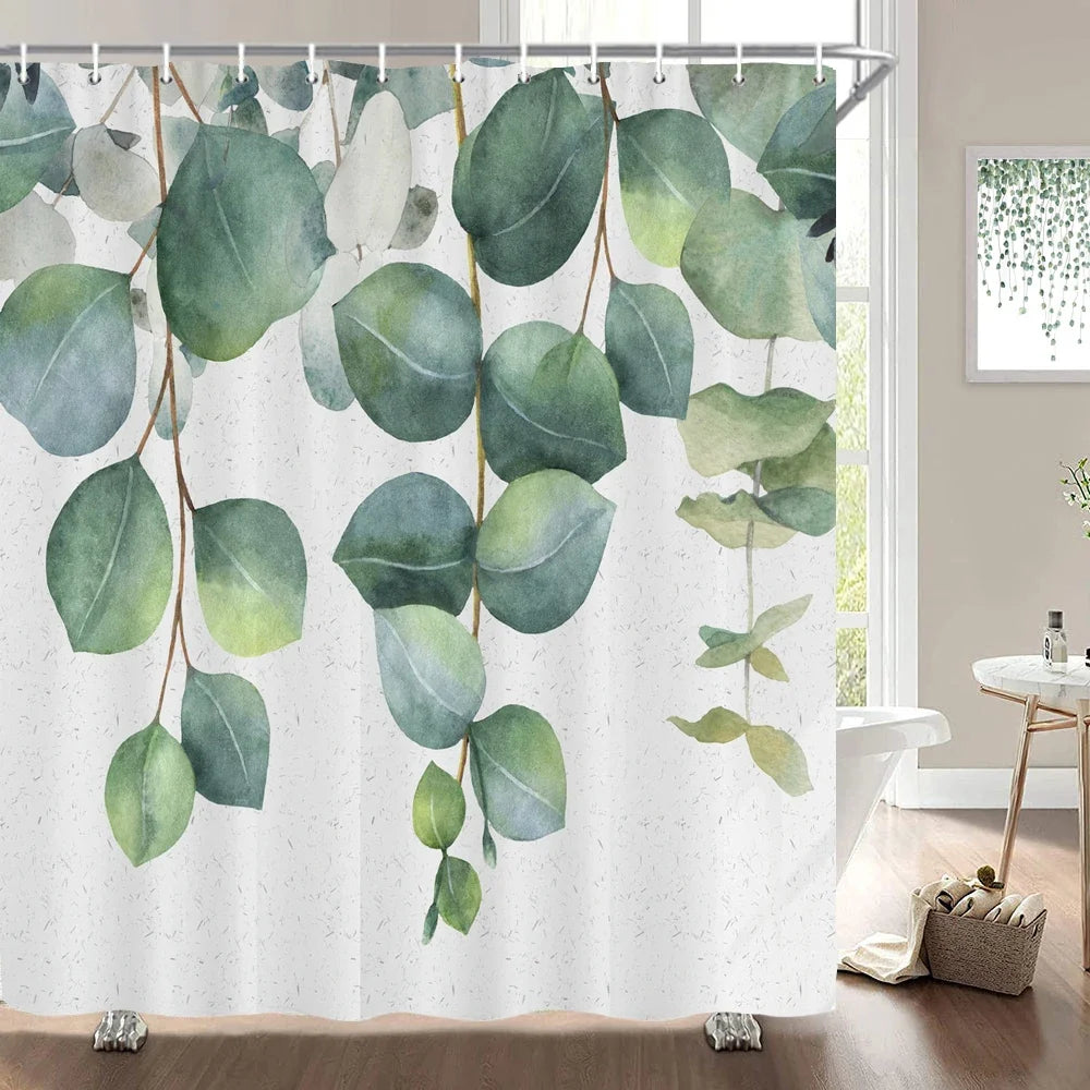 Rideau de douche feuilles d'eucalyptus