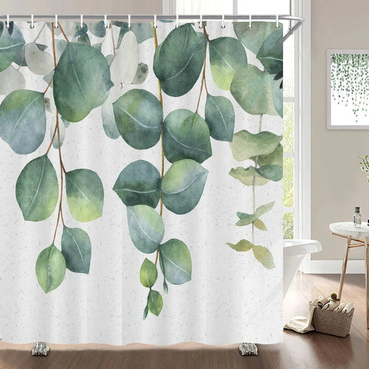 Rideau de douche feuilles d'eucalyptus