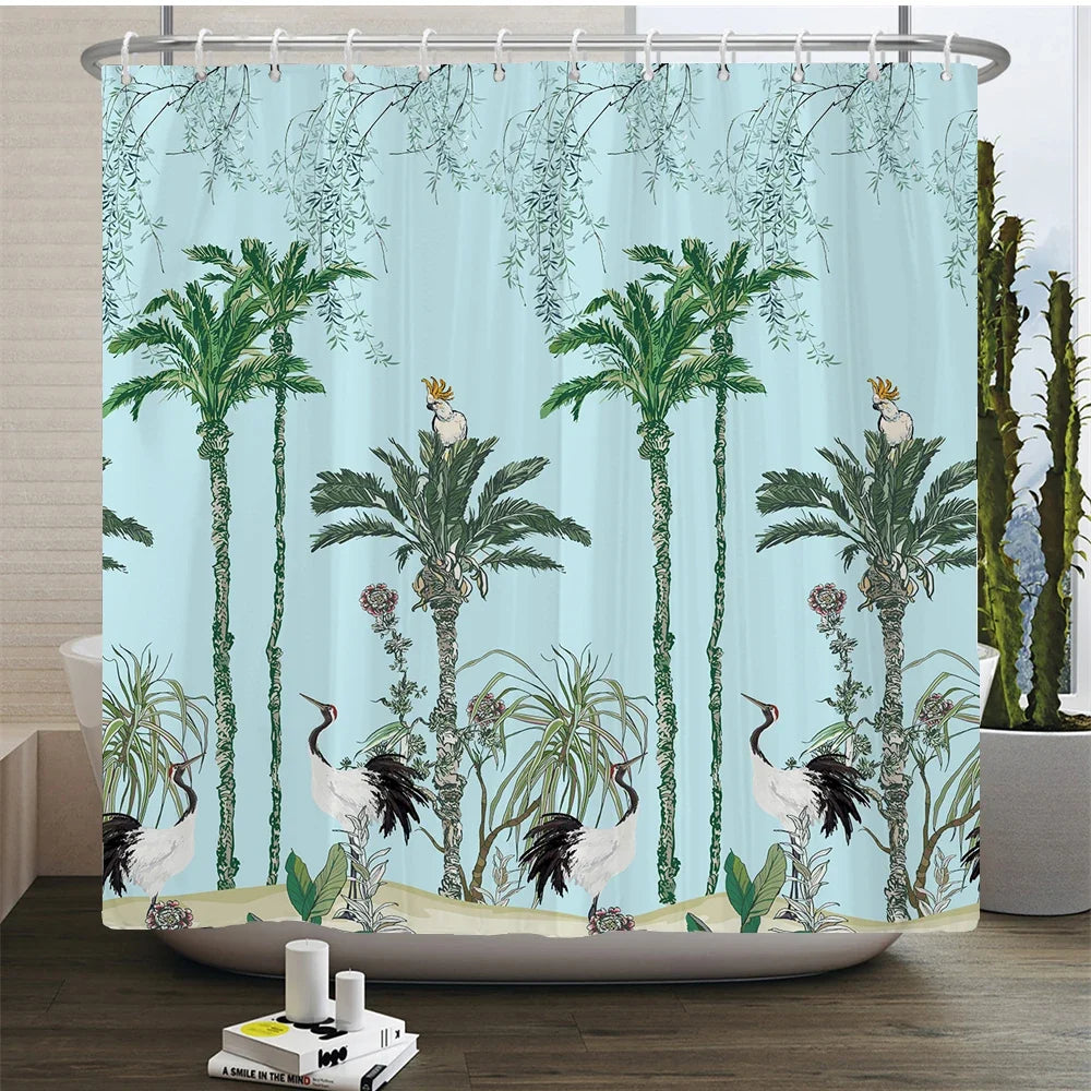 Rideau de douche palmiers tropicaux