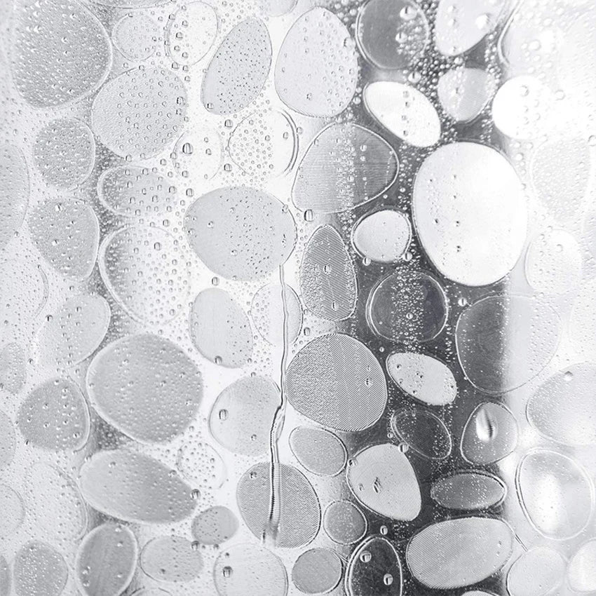 Rideau de douche transparent effet galets