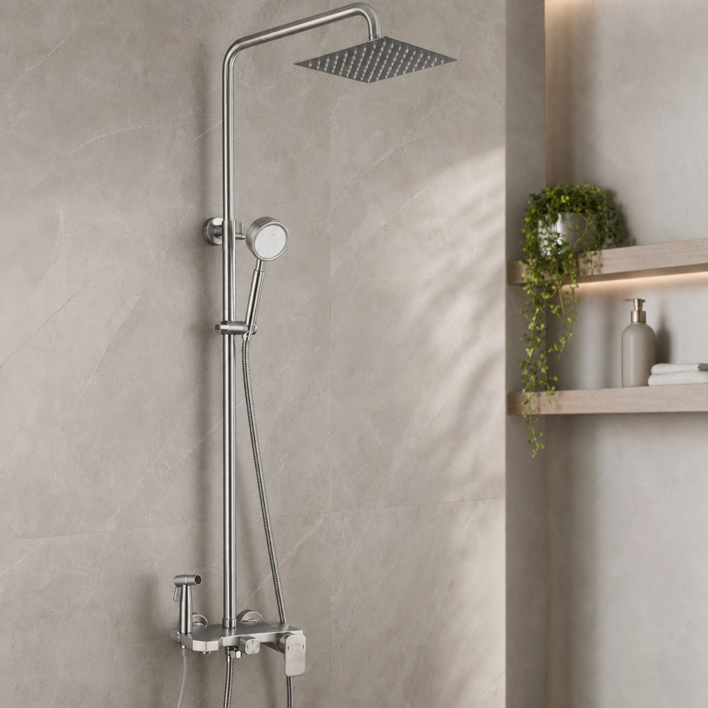 Colonne de douche en inox brossé Inox brossé