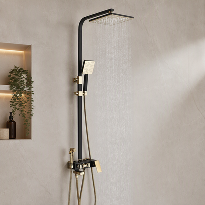 Colonne de douche design à effet pluie Noir et doré