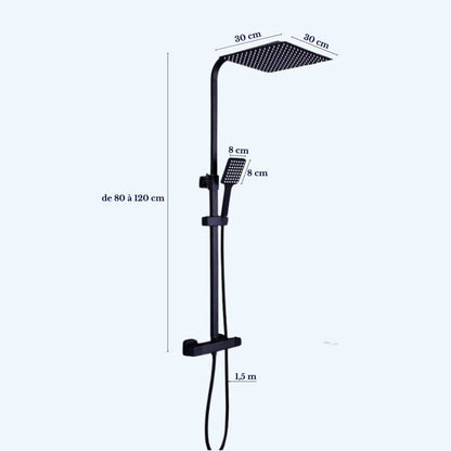 Colonne de douche thermostatique au design chic Noir