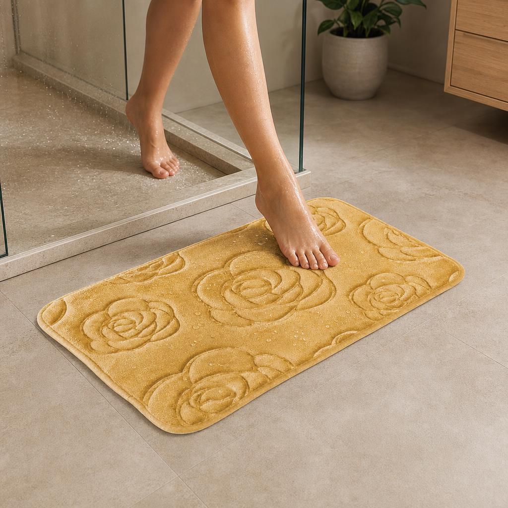 Tapis de bain design rosier