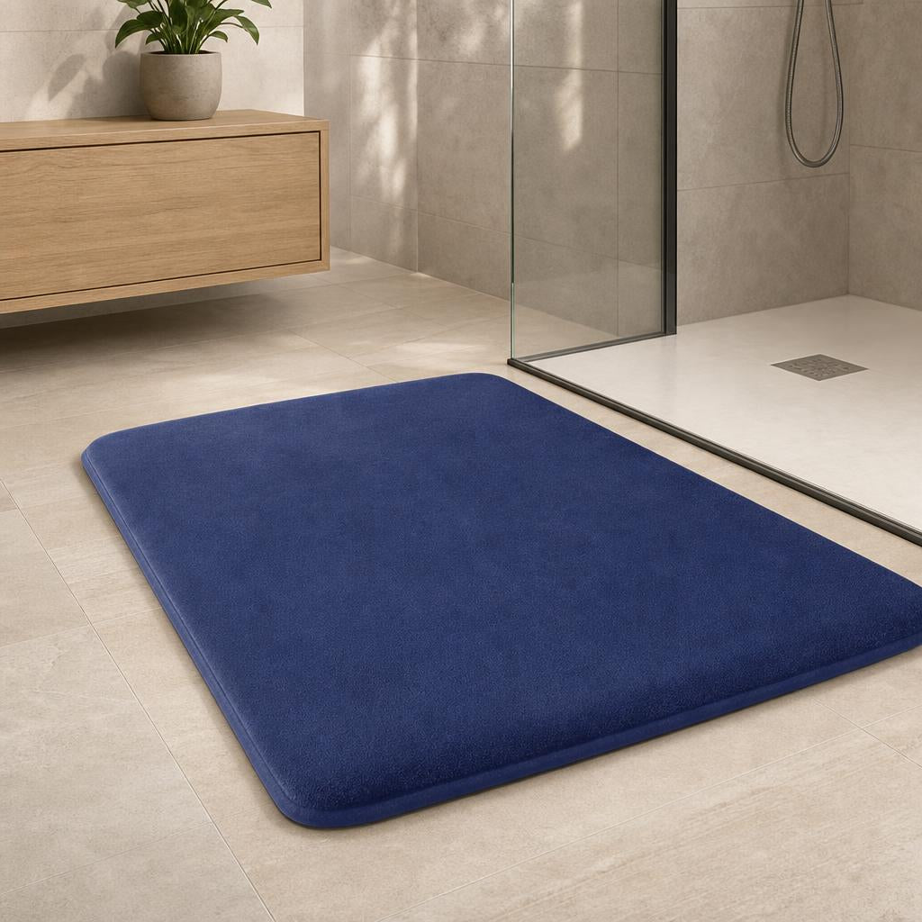 Tapis de bain ultra doux | Escale Douche Bleu / 50cm x 120cm