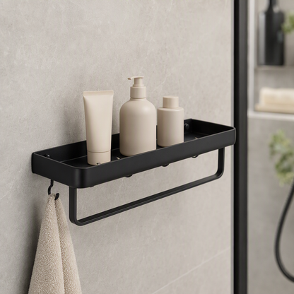 Étagère de douche rectangle noire