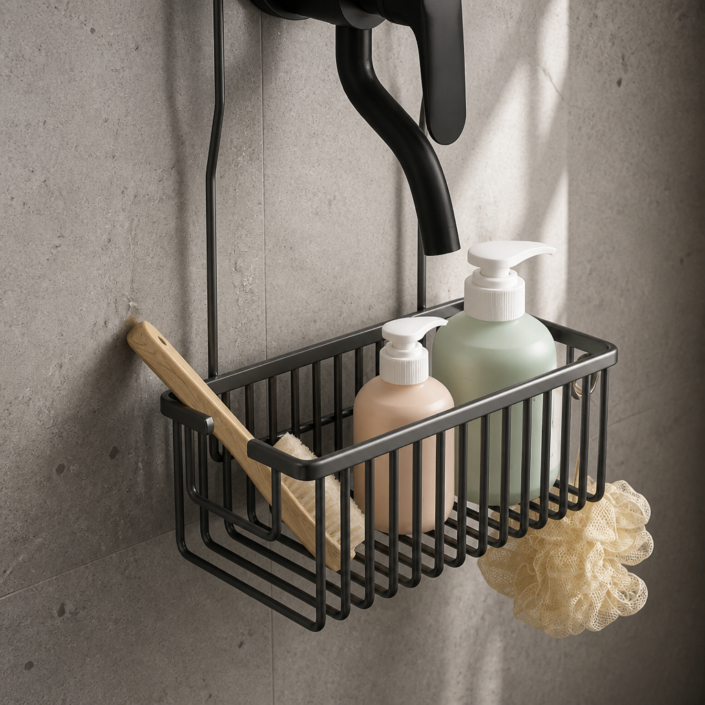 Étagère de douche à suspendre en aluminium Gris