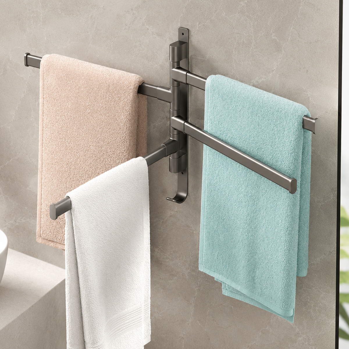 Porte-serviettes rotatif gris | Escale Douche