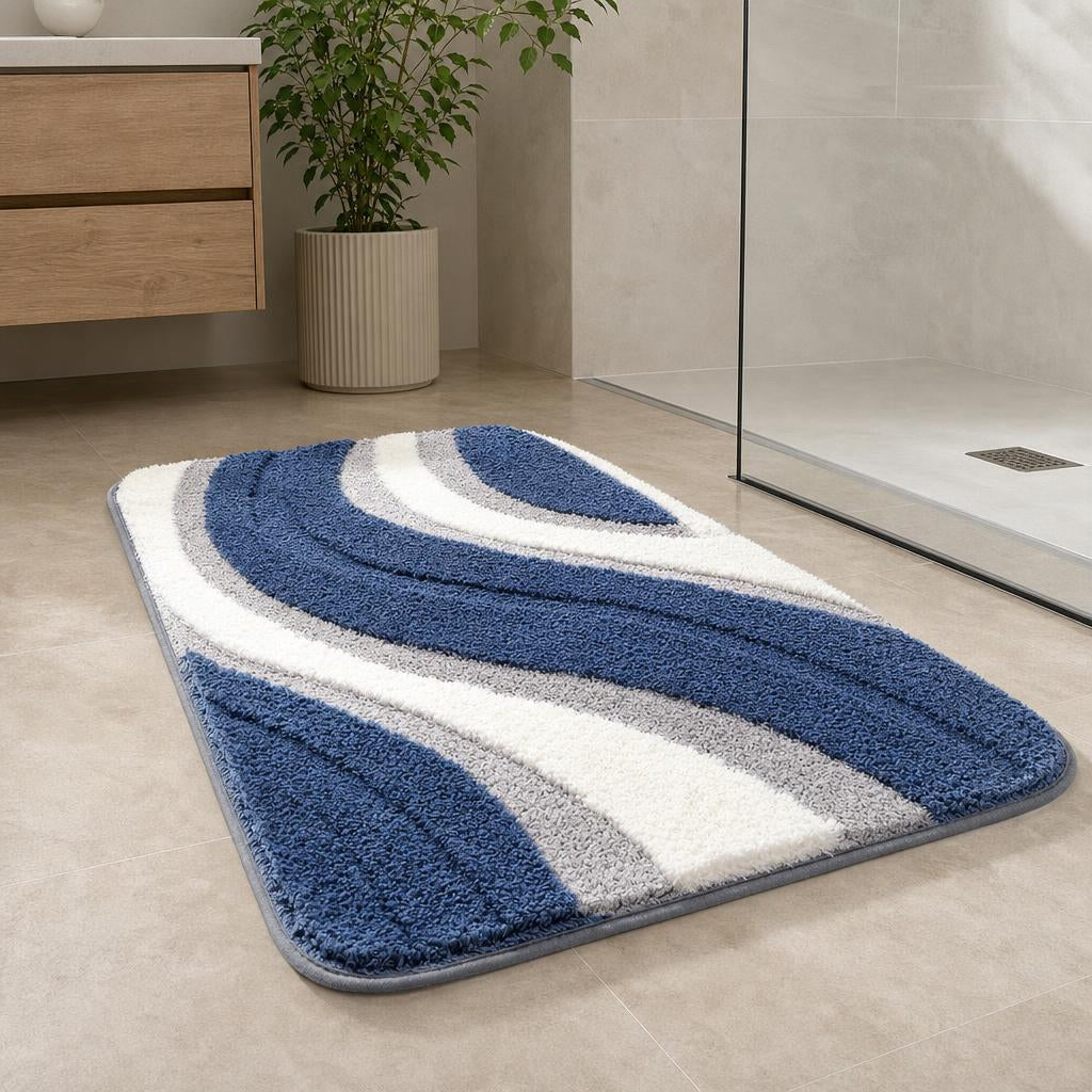 tapis de bain design océan | Escale Douche Bleu / 40cm x 60cm