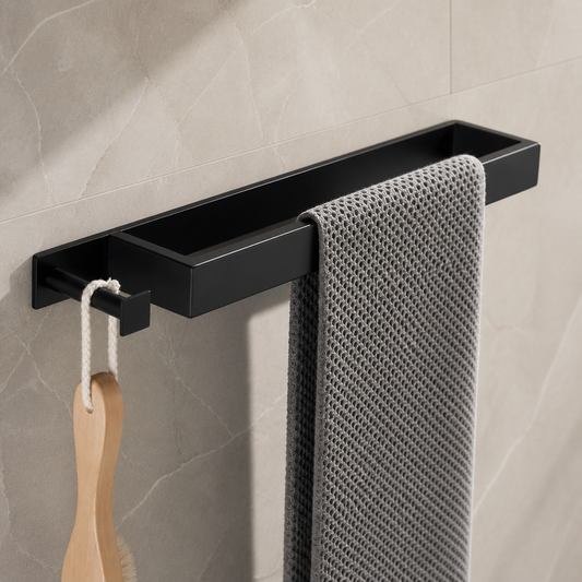 Porte-serviettes mural au design minimaliste Noir