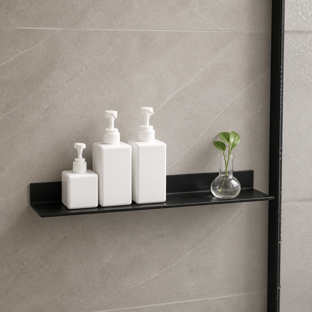 Étagère de douche extra plate noire