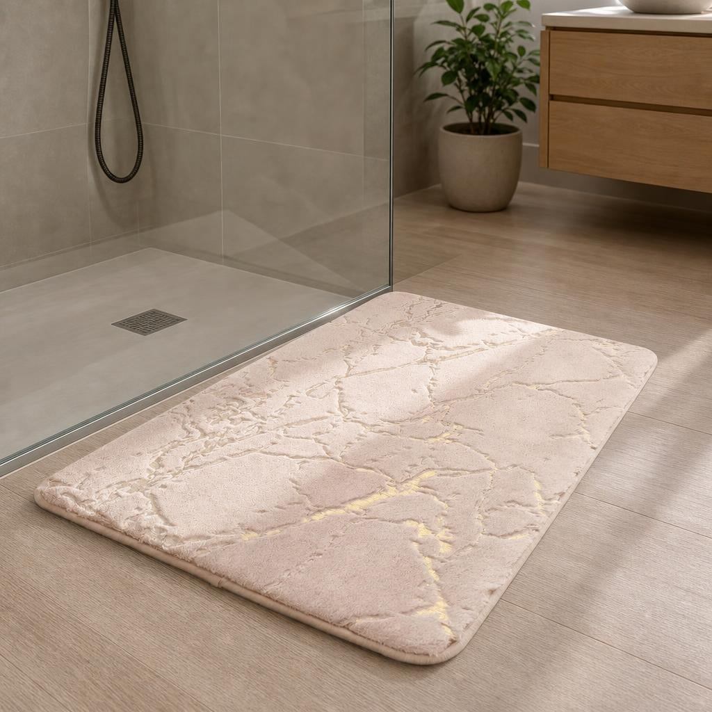 Tapis de bain imitation marbre | Escale Douche Crème / 40cm x 60cm