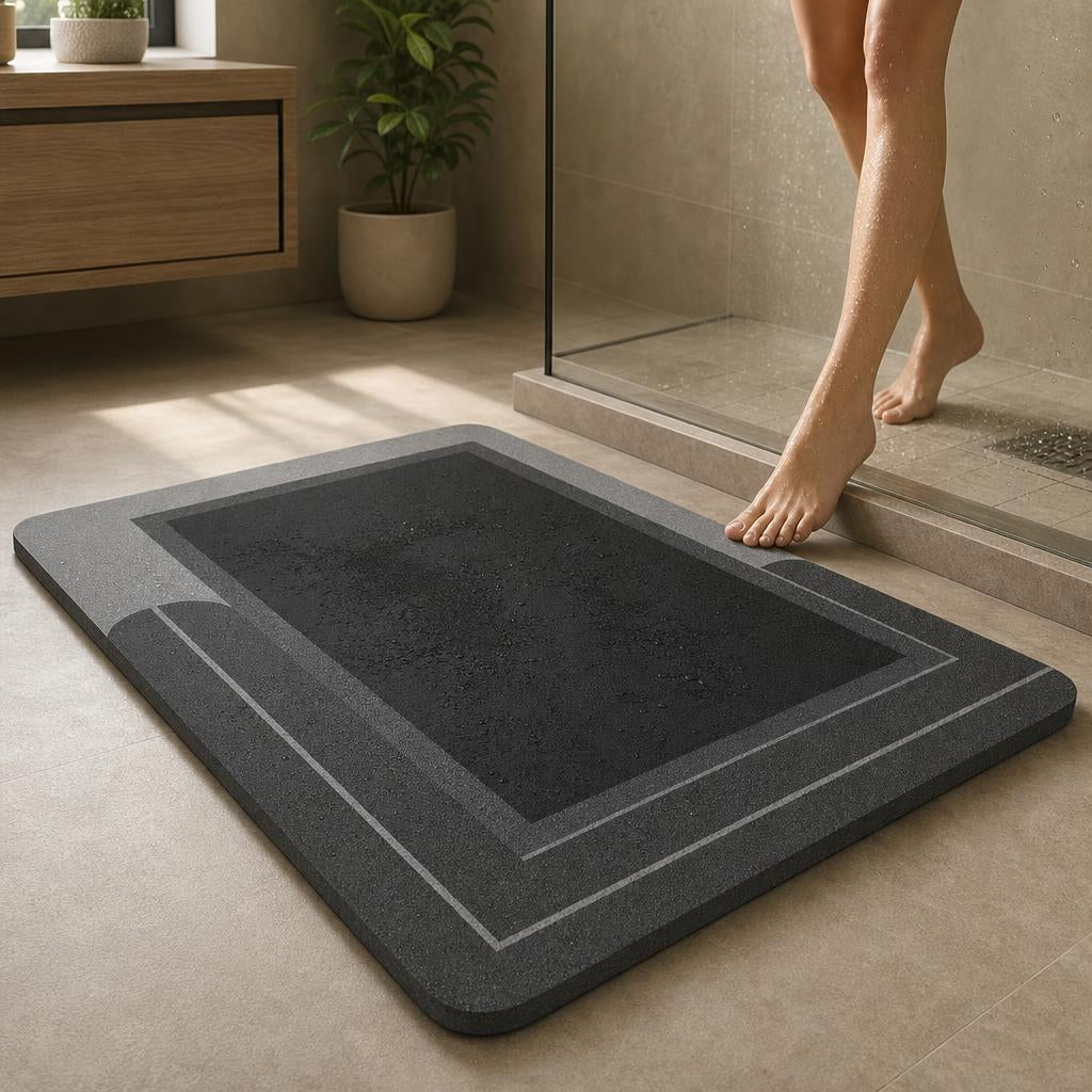 Tapis de bain design gris