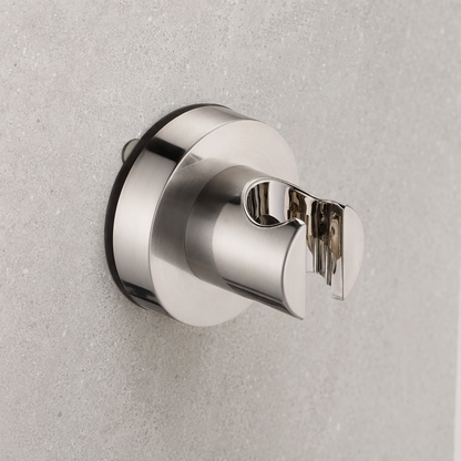 Support de pommeau de douche rond adhésif Chrome brossé