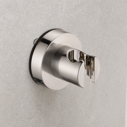 Support de pommeau de douche rond adhésif Chrome brossé