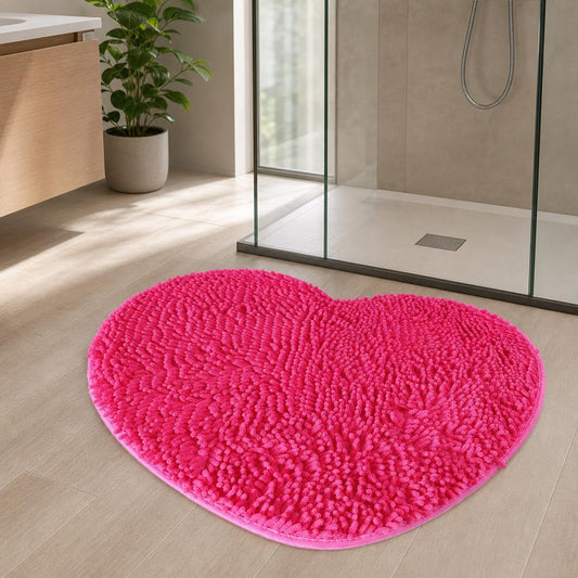 Tapis de bain cœur | Escale Douche Rose foncé / 50cm x 60cm