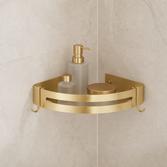 Étagère de douche d’angle dorée