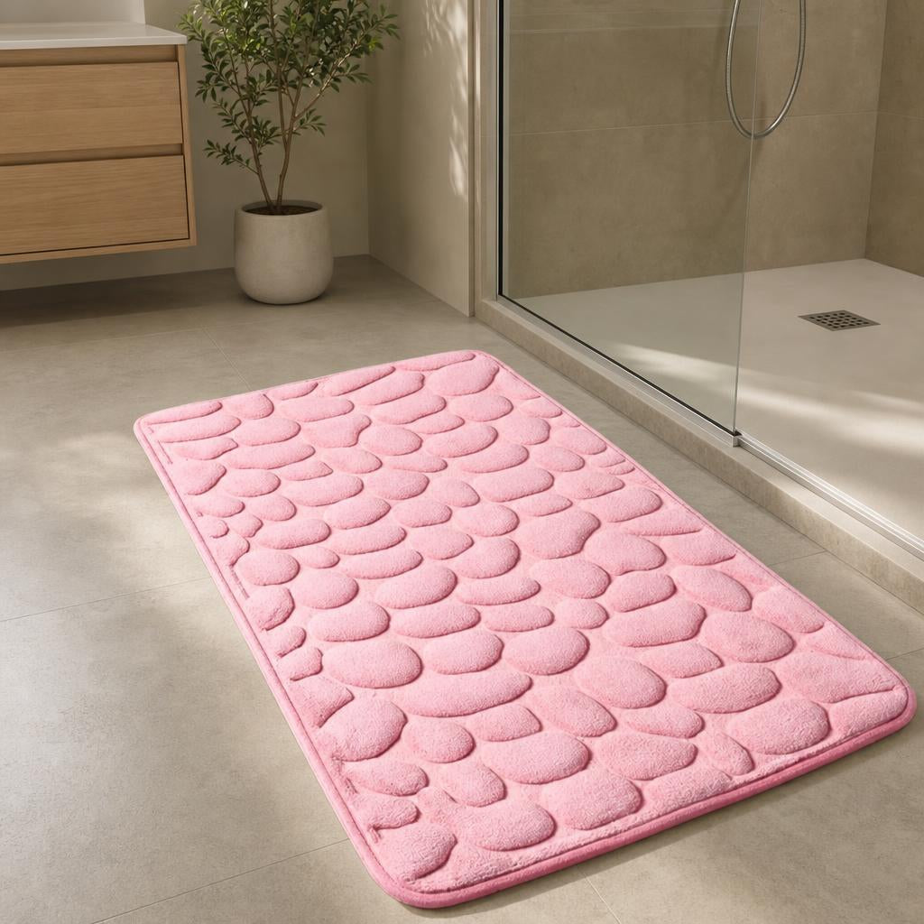 Tapis de bain design galets | Escale Douche Rose / 40cm x 60cm