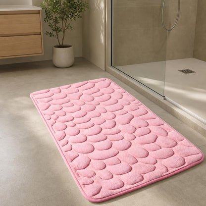 Tapis de bain design galets | Escale Douche Rose / 40cm x 60cm