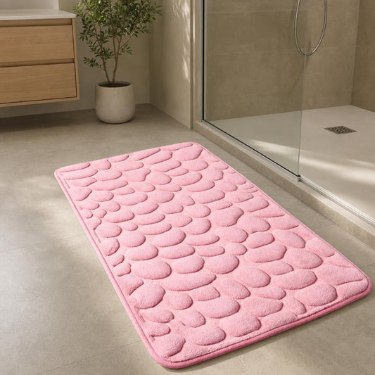 Tapis de bain design galets | Escale Douche Rose / 40cm x 60cm