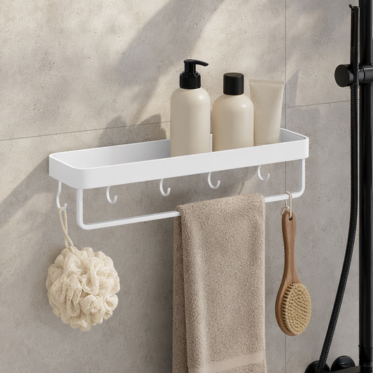 Étagère de douche en aluminium laqué blanc