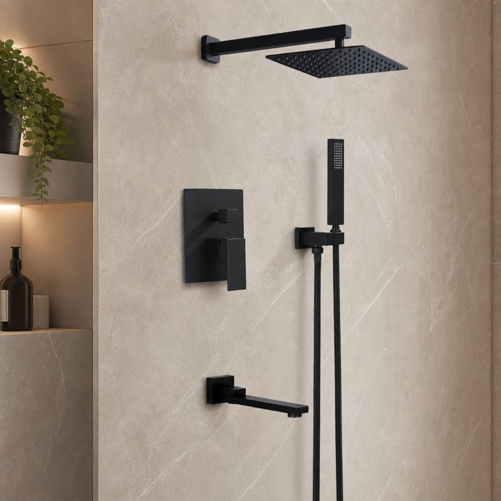 Ensemble de douche à encastrer, avec robinet