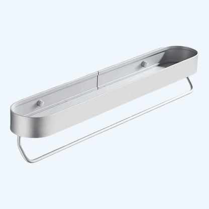 Étagère de douche blanche arrondie avec porte serviettes 38 cm + barre