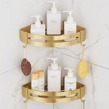 Étagère de douche d’angle dorée