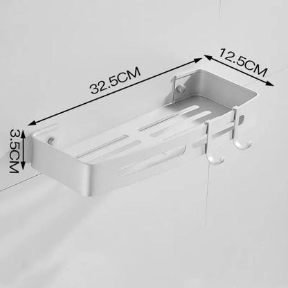 Étagère de douche incurvée avec crochets Blanc