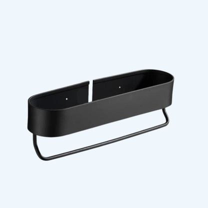 Étagère de douche noir arrondie avec porte serviettes 38cm + barre
