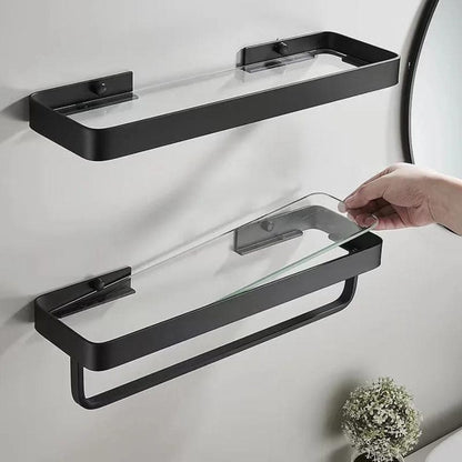 Étagère de douche noir en verre et aluminium