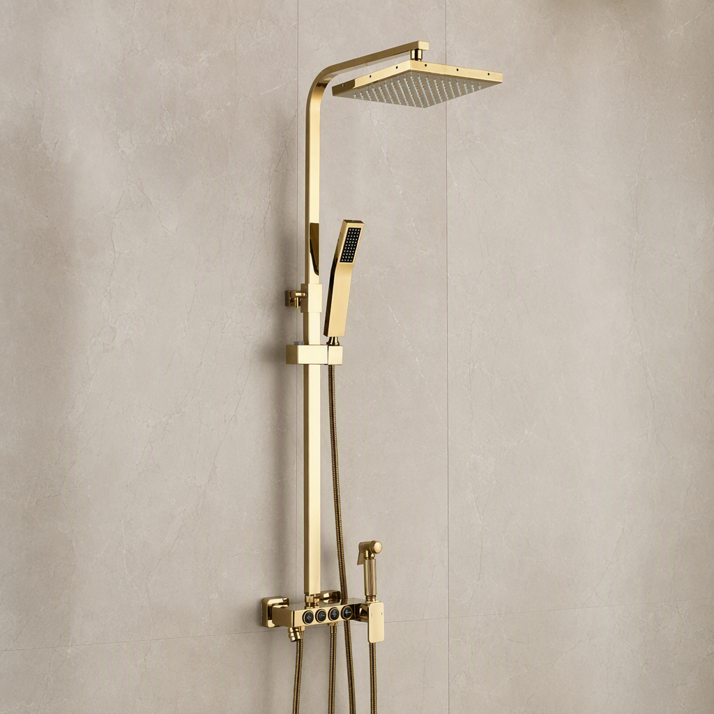 Colonne de douche en laiton dorée Doré