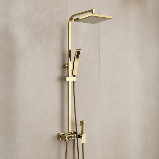 Colonne de douche en laiton dorée Doré