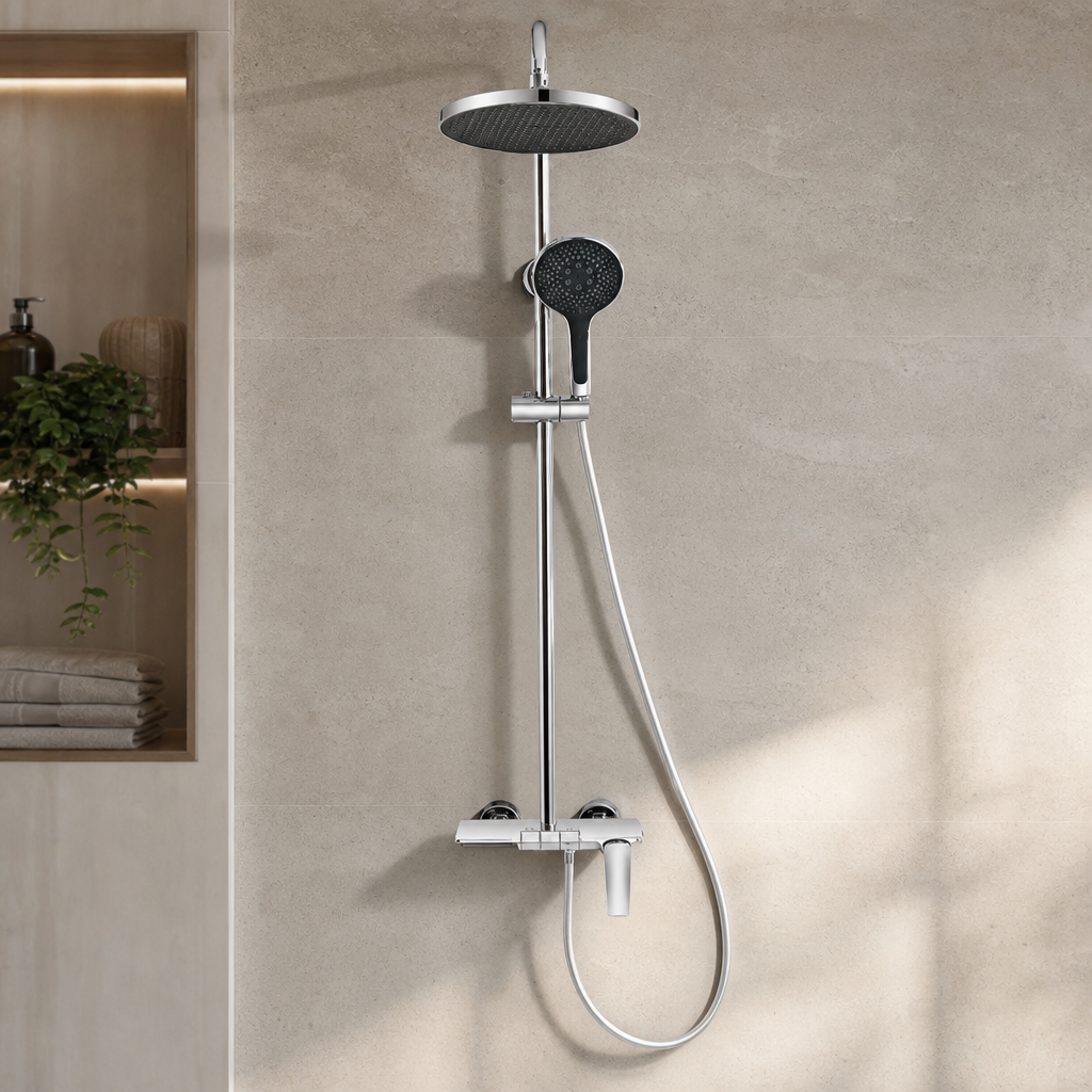Colonne de douche design minimaliste Chrome