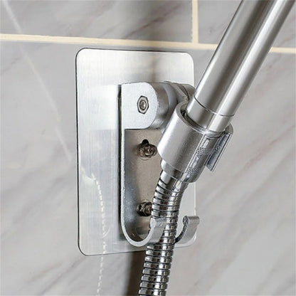 Support de pommeau de douche avec crochets et ajustable Chrome
