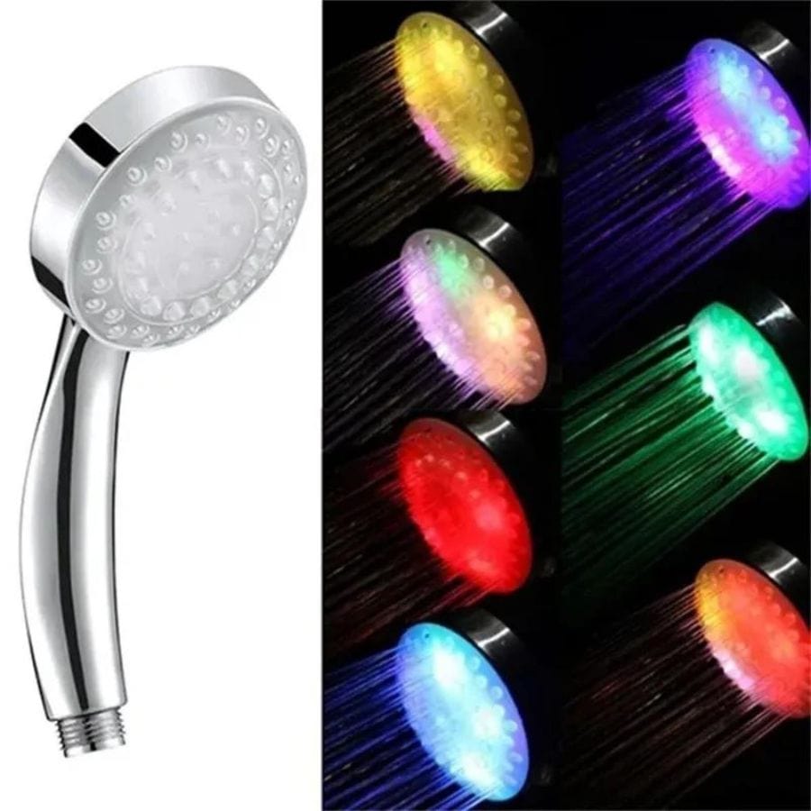 Pommeau de douche lumineux à sept couleurs Chrome