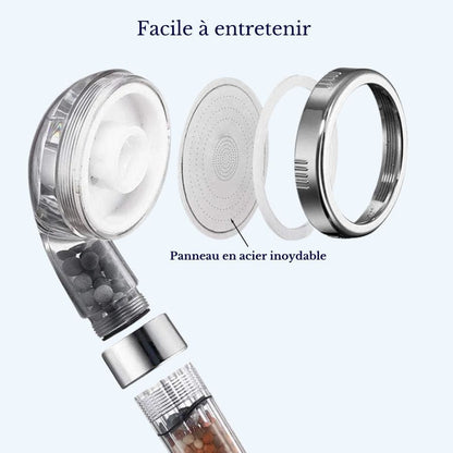 Pommeau de douche rond filtrant trois modes