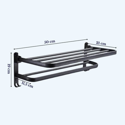 Porte-serviettes 50 cm rabattable | Escale Douche Noir