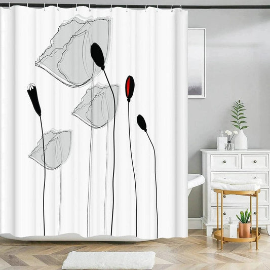 Rideau de douche fleurs minimaliste | Escale Douche