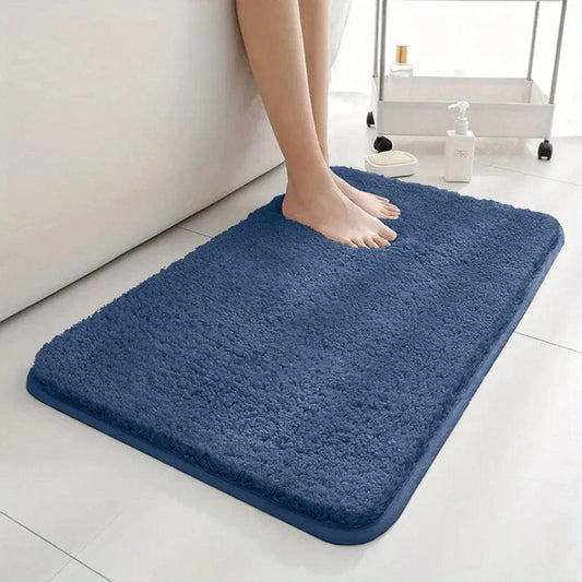 Tapis de bain  absorbant design sobre | Escale Douche Bleu / 40cm x 60cm