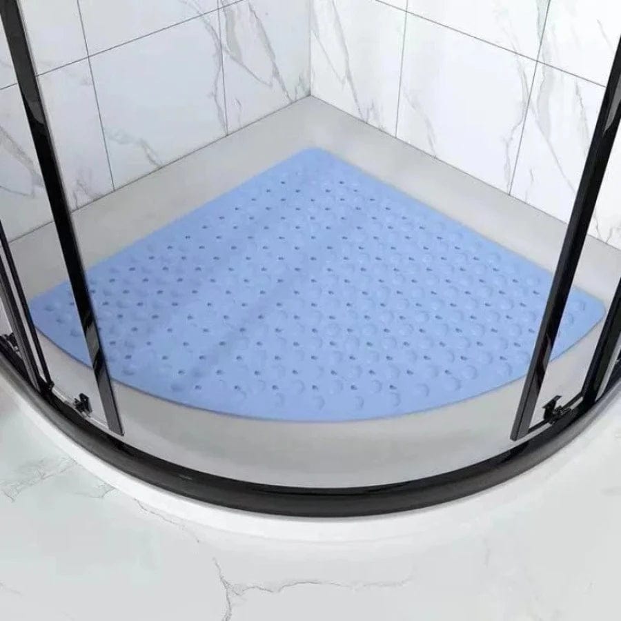 Tapis de bain antidérapant pour douche d'angle | Escale Douche Bleu / 54cm x 54cm