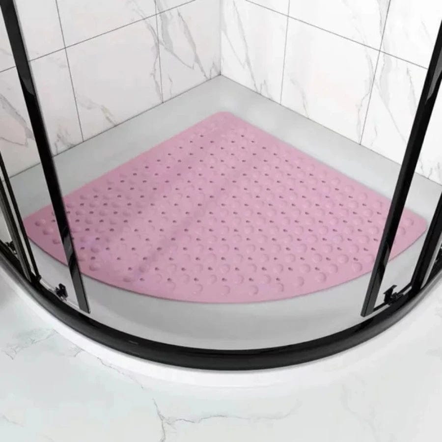 Tapis de bain antidérapant pour douche d'angle | Escale Douche Rose / 54cm x 54cm