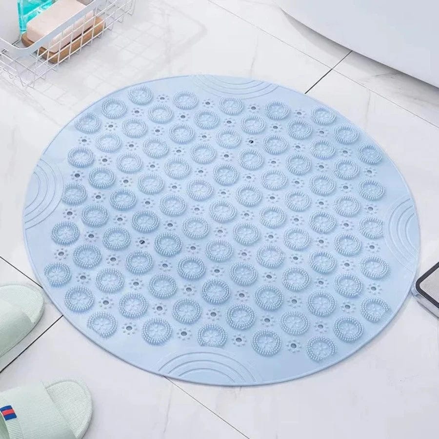 Tapis de bain antidérapant rond | Escale Douche Bleu / 55 cm de diamètre