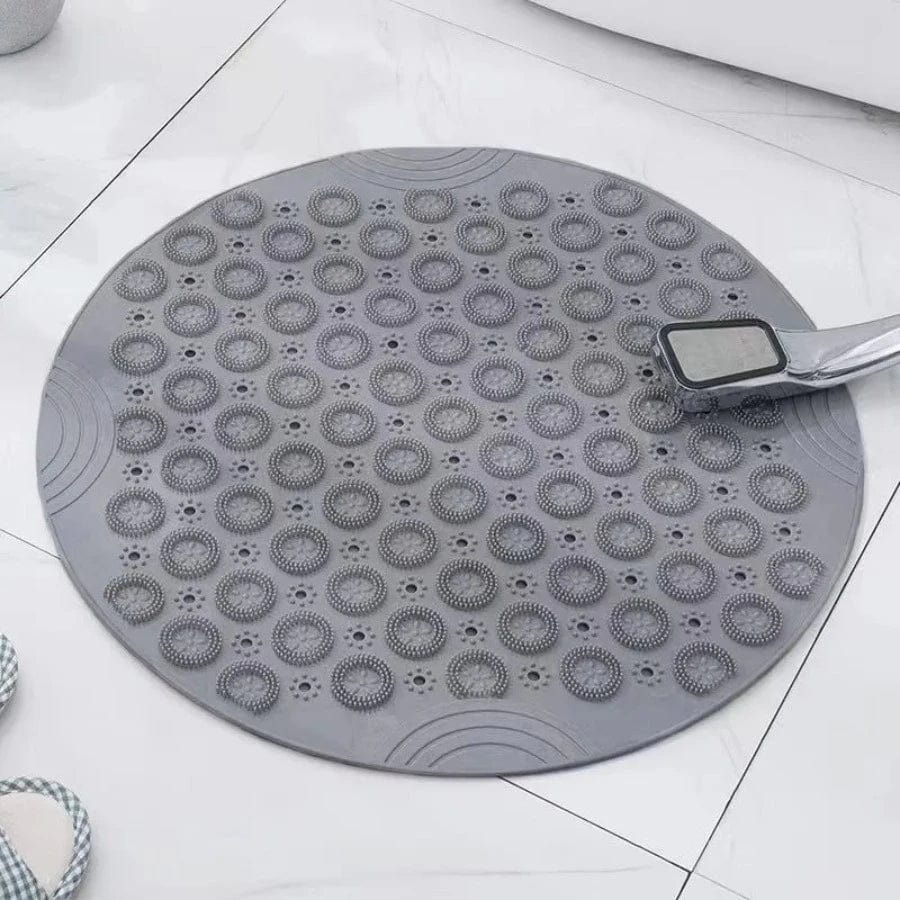 Tapis de bain antidérapant rond | Escale Douche Gris / 55 cm de diamètre