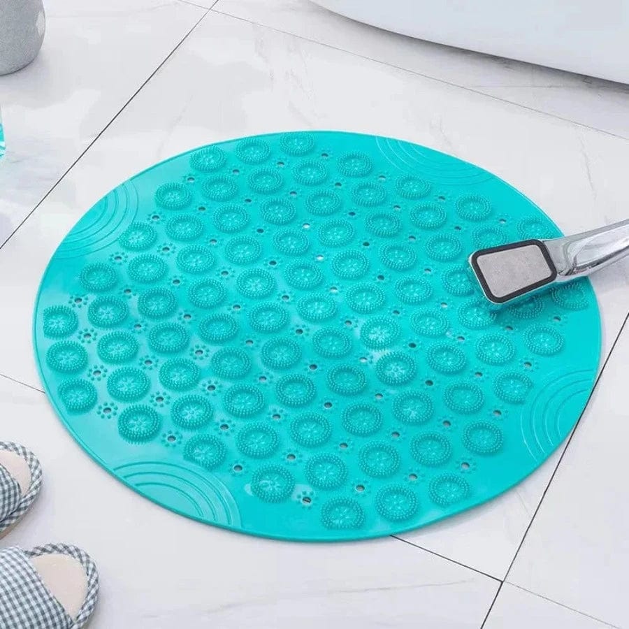 Tapis de bain antidérapant rond | Escale Douche Vert / 55 cm de diamètre