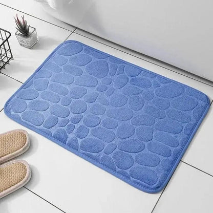Tapis de bain design galets | Escale Douche Bleu / 40cm x 60cm